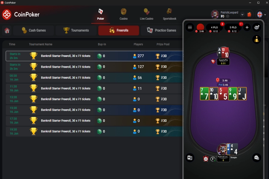 Freerolls Running All Day